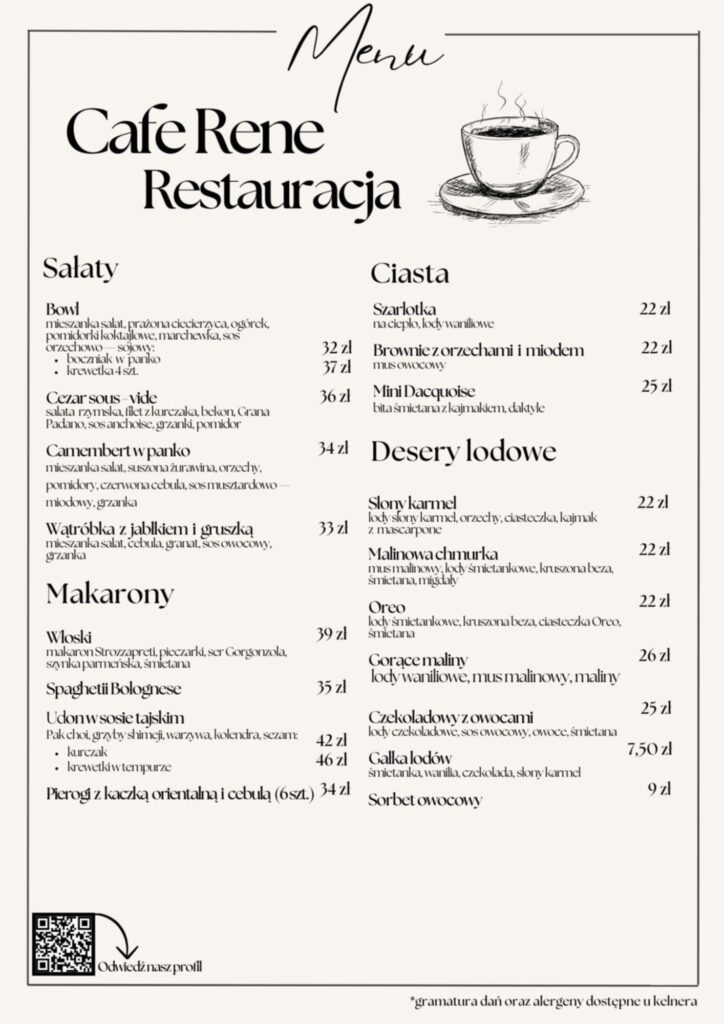 Cafe Rene - Menu 2024