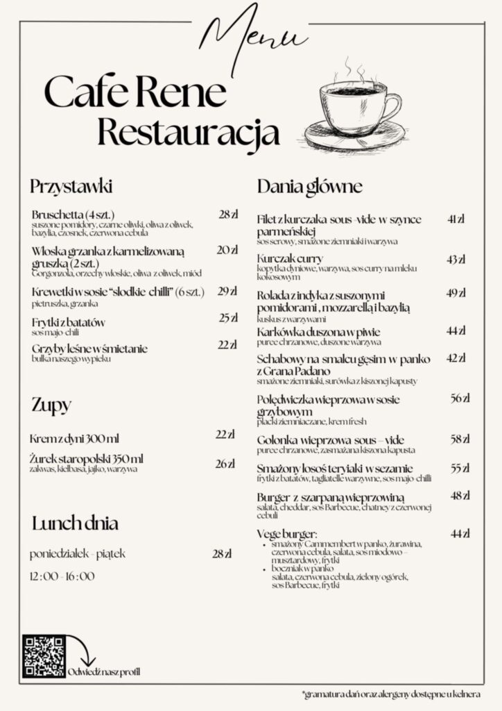 Cafe Rene - Menu 2024